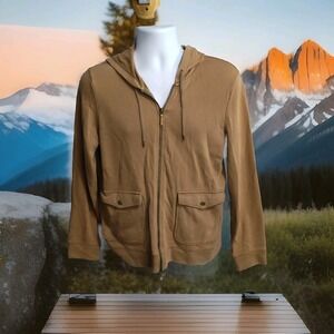 Polo‎ Ralph Lauren Full Zipper Hoodie Jacket Mens Medium Brown Sweater 1286